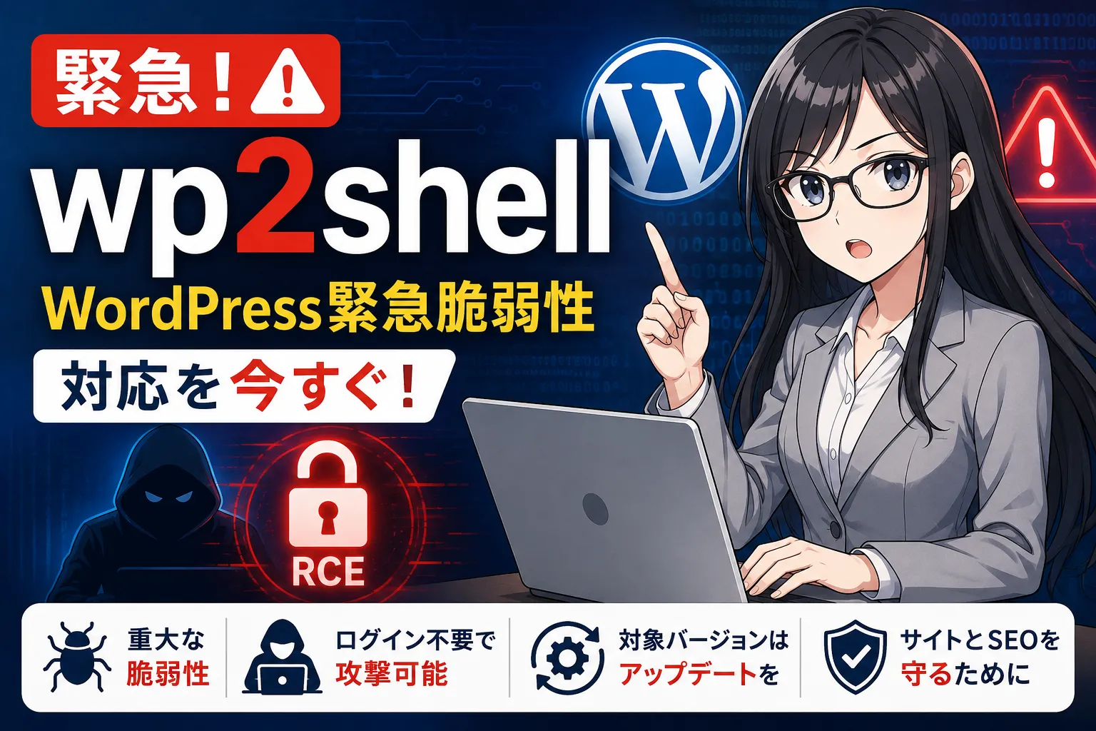 wp2shellとは?WordPress緊急脆弱性(CVE-2026-63030)のの画像